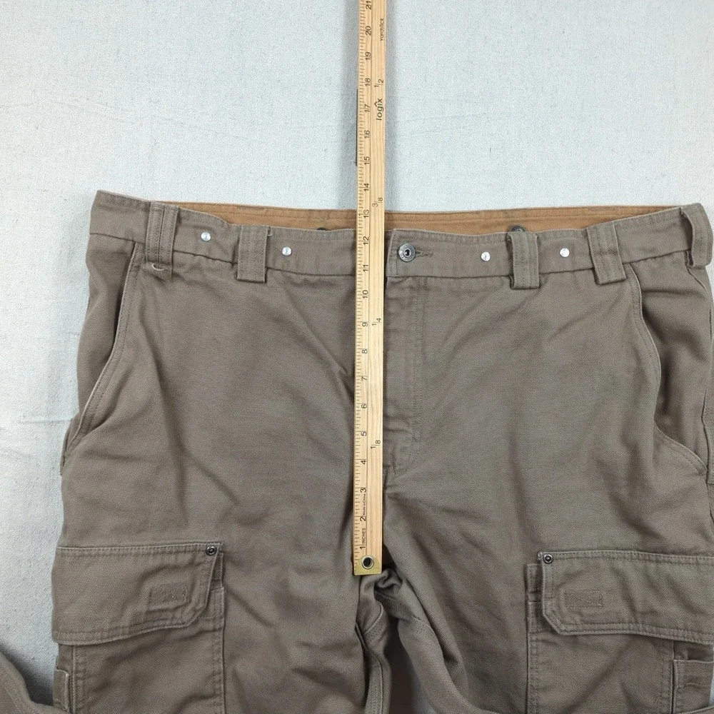 Duluth Trading Pants Mens 46x34 Khaki Flex Fire Hose Cargo Utility Relaxed